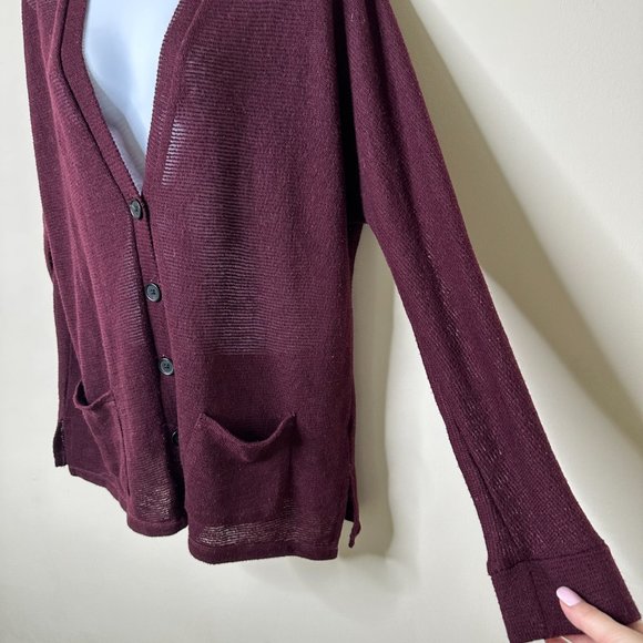 American Eagle Maroon Button Front Cardigan Women's Medium - Picture 2 of 5